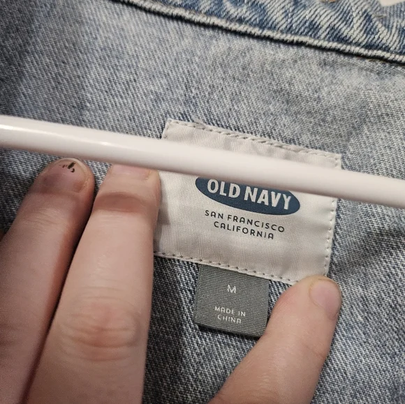 Old Navy Distressed Denim Jacket With Roll Tab Sleeves! - Picture 2 of 6